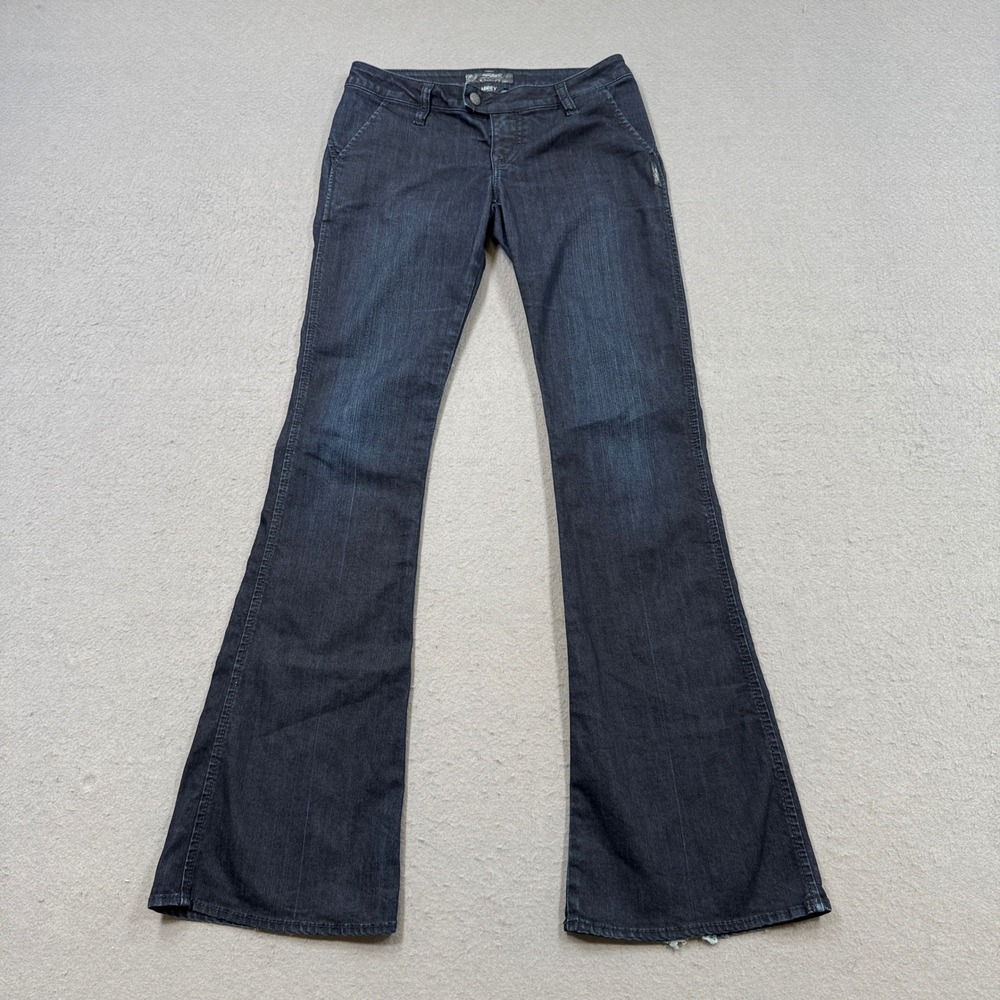 Silver Jeans Women's 28 Blue Dark Wash Abbey Low Rise Flared Leg Retro Vintage